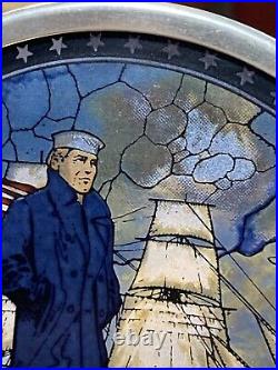 Rare United States Navy Memorial Dedication October 13, 1987 Painted Glass