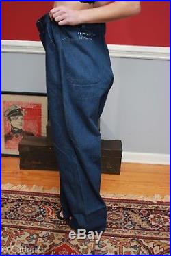 Rare Vintage 1930's Pre WW2 USN US Navy Denim Jeans Dungarees. MINT! Huge Size