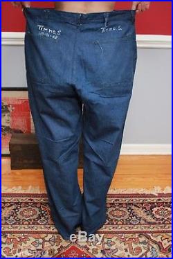Rare Vintage 1930's Pre WW2 USN US Navy Denim Jeans Dungarees. MINT! Huge Size