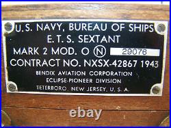 Rare Vintage 1943 Ww2 U. S. Navy Sextant Mk 2 Boxed Pioneer Bendix Aviation Co