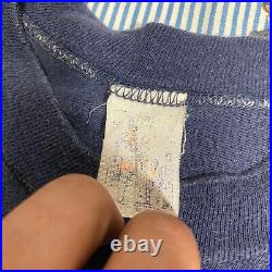 Rare Vintage 70s Nike SWOOSH Graphic T Shirt Pinwheel Tag Medium Navy USA Cotton