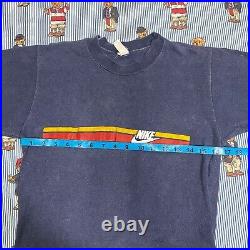 Rare Vintage 70s Nike SWOOSH Graphic T Shirt Pinwheel Tag Medium Navy USA Cotton