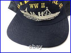 Rare Vintage USS Marblehead Navy Ship CL-12 Light Cruiser Snapback Mesh Hat Cap