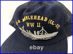 Rare Vintage USS Marblehead Navy Ship CL-12 Light Cruiser Snapback Mesh Hat Cap