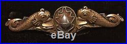 Rare WW2 USN Submarine Medical Officers Dolphin Pin Amico SterlingGold Filled 3