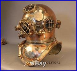 Royal U. S Navy Mark V Solid Copper Brass Heavy Diving Divers Helmet