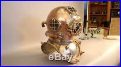 Royal U. S Navy Mark V Solid Copper Brass Heavy Diving Divers Helmet