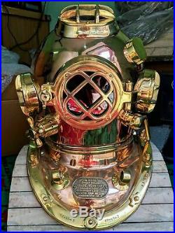 Royal U. S Navy Mark V Solid Copper Brass Heavy Diving Divers Helmet Solid Style