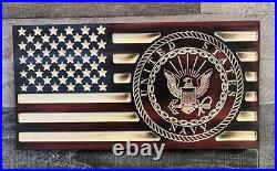 Rustic U. S. Navy Wooden Flag Navy Military Veteran Medium 9.25x17.25