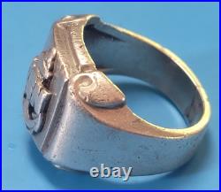 SB1-A5 Vintage USN Sterling Silver Ring Sz9 Navy Anchor Emblem Military Shield