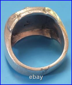 SB1-A5 Vintage USN Sterling Silver Ring Sz9 Navy Anchor Emblem Military Shield