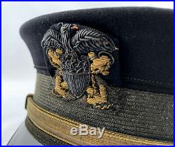 STELLAR WW1 US Navy Naval Officer Visor Hat! Blue Cover! EXCELLENT Condition