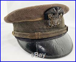 SUPERB and RARE WW1 US Navy Pilot Naval Aviator Green Visor Hat