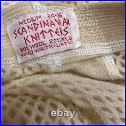 Scandinavian Knitters Shirt Pants Set Hippie Mesh Fishnet Long johns L Wool NEW