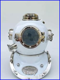 Scuba Diving Nautical Maritime Ship's Decorative Helmet 18'', White Polished