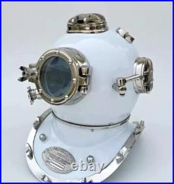 Scuba Diving Nautical Maritime Ship's Decorative Helmet 18'', White Polished
