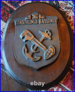 Seabees Plaque Construimus Batuimusmotto By R. Adm. B. Moreel Ca. 1942 Ww11 Brass