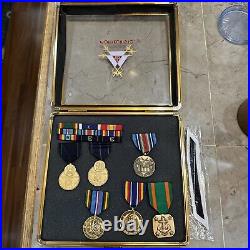 Set Of US Navy Metals In Display Case Set Of US Navy Metals In Display Case