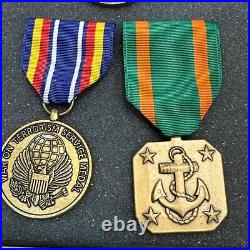 Set Of US Navy Metals In Display Case Set Of US Navy Metals In Display Case
