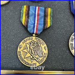 Set Of US Navy Metals In Display Case Set Of US Navy Metals In Display Case