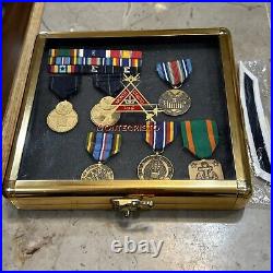 Set Of US Navy Metals In Display Case Set Of US Navy Metals In Display Case