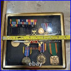 Set Of US Navy Metals In Display Case Set Of US Navy Metals In Display Case