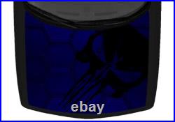 Skull Shadowed Hexagon Navy Blue Truck Hood Wrap Vinyl Car Graphic Decal