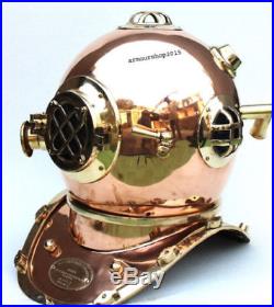 Solid Brass & Copper U. S Navy Mark v Morse Diving Divers Helmet Christmas Gift