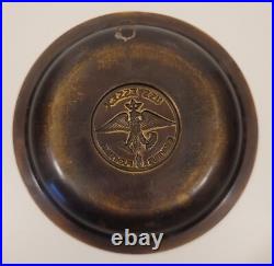 Solid Brass Medallion Tray of the USS ESSEX Ships Motto 1940-50s Naval History