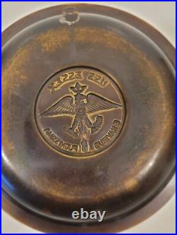 Solid Brass Medallion Tray of the USS ESSEX Ships Motto 1940-50s Naval History
