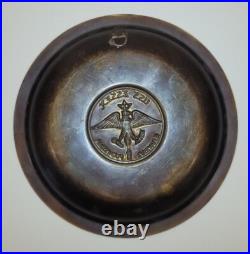 Solid Brass Medallion Tray of the USS ESSEX Ships Motto 1940-50s Naval History