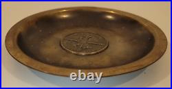 Solid Brass Medallion Tray of the USS ESSEX Ships Motto 1940-50s Naval History