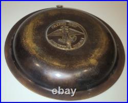 Solid Brass Medallion Tray of the USS ESSEX Ships Motto 1940-50s Naval History