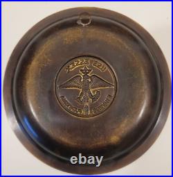 Solid Brass Medallion Tray of the USS ESSEX Ships Motto 1940-50s Naval History