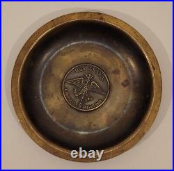 Solid Brass Medallion Tray of the USS ESSEX Ships Motto E NAVIBUS PUGNISSIMA