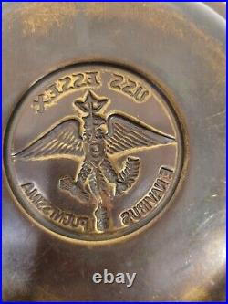 Solid Brass Medallion Tray of the USS ESSEX Ships Motto E NAVIBUS PUGNISSIMA