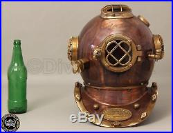 Solid Copper & Brass Marine Antique U. S Navy Mark V Diving Divers Helmet Vintage