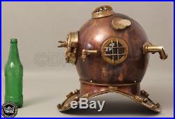 Solid Copper & Brass Marine Antique U. S Navy Mark V Diving Divers Helmet Vintage