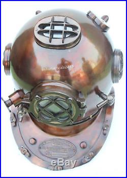 Solid Copper & Brass U. S Navy Mark Antique Diving Divers Helmet Replica 18'