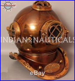 Solid Full Size Diving Helmet Diver Copper and Brass Boston Mass U. S Navy Mark V