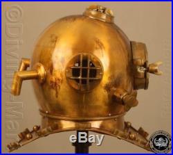 Solid Steel & Brass Antique U. S Navy Mark V Diving Divers Helmet Full 18