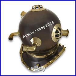 Solid Steel U. S Navy Mark IV Full Size 18''Antique Diving Divers Helmet