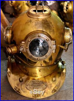 Solid Steel U. S Navy Vintage Diver Helmet Mark V Heavy Diving Divers Helmet 18
