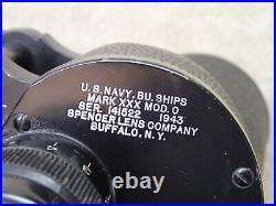 Spencer 7 x 50 Mark 30 Mod 0 US Navy WWII 1943 Vintage Binoculars
