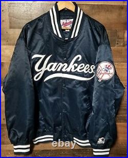 Starter New York Yankees Authentic Diamond Collection Satin Snap Jacket Blue XL