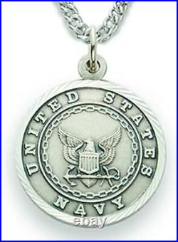 Sterling Silver United States Navy Medal with Saint Michael Back, 3/4 Inch