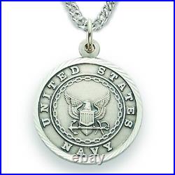 Sterling Silver United States Navy Medal with Saint Michael Back, 3/4 Inch
