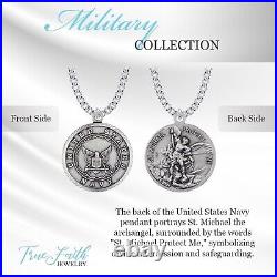 Sterling Silver United States Navy Service Medal with St Michael Patron Saint