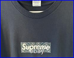 Supreme Bandana Box Logo Tee T-Shirt Large Navy 100% Authentic FW19 Preowned