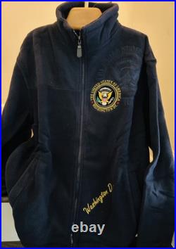 The United States of America President Seal & D. C. Zip Fleece Jacket EMB Navy